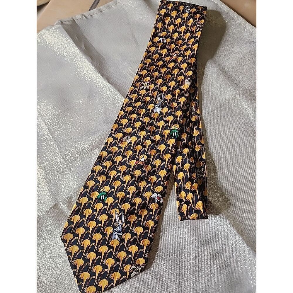 Men’s Vintage 1994 Looney Toons Mania Gold Neck Tie
